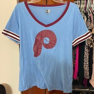 Gently worn, New Era Womens Ringer tee. Vneck.